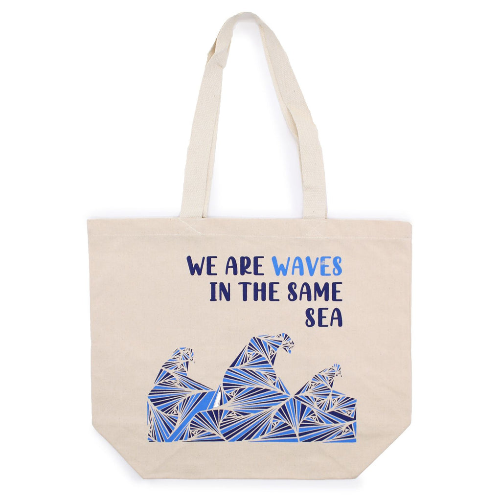 Printed Cotton Bag - We are Waves - Natural