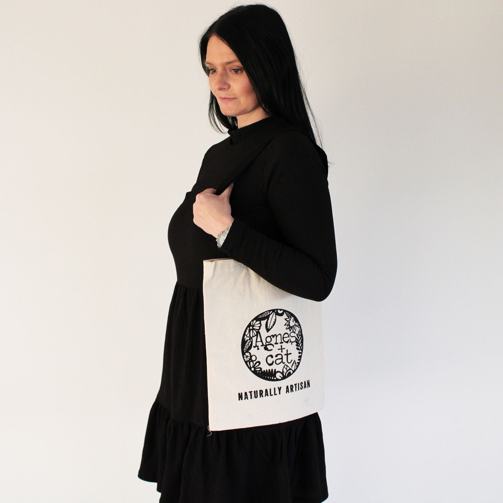 Agnes and Cat Cotton Bag 6oz - 35x30 cm - Naturally Artisan