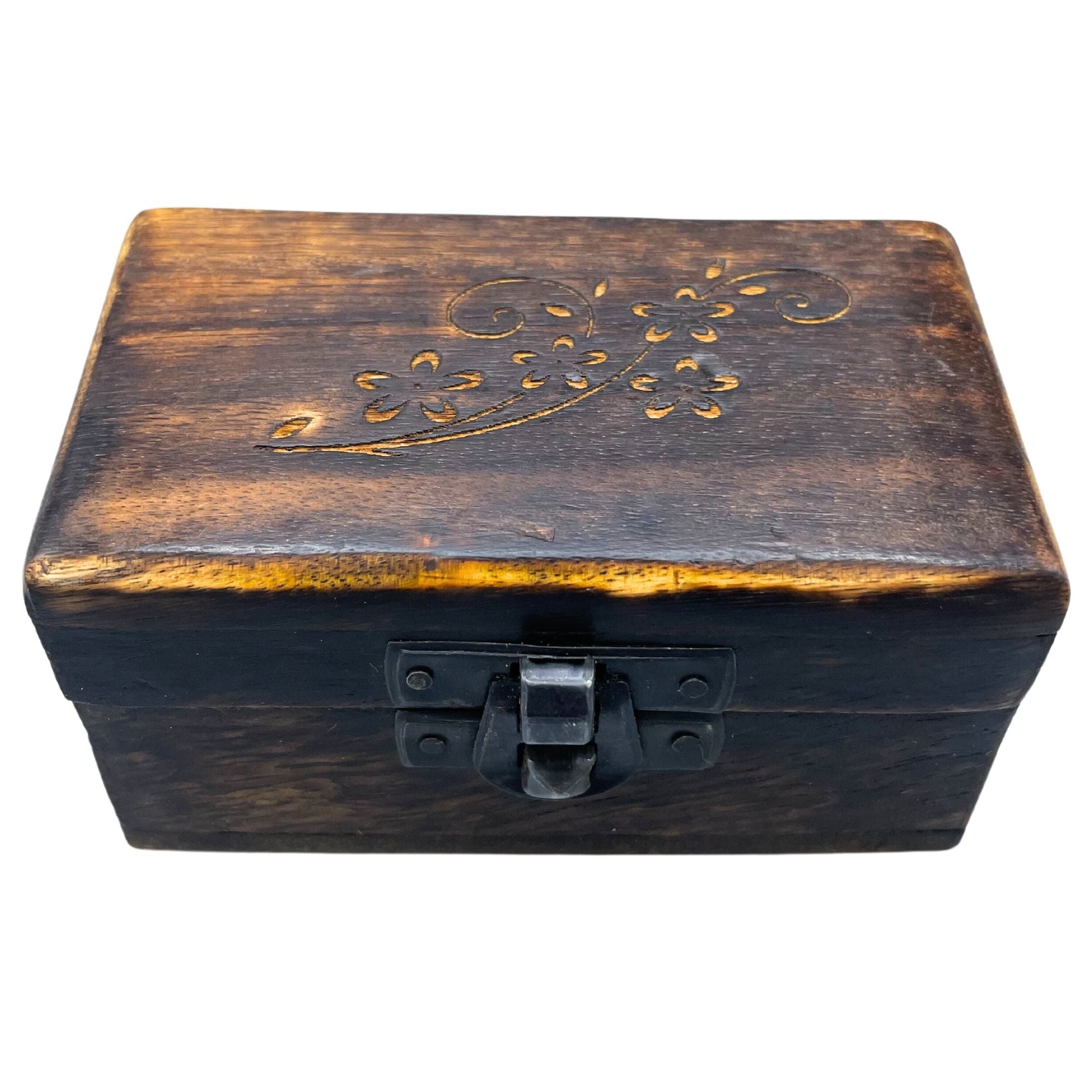 Set of 5  Wooden Pill Box 9x5x4cm - Carved Designs