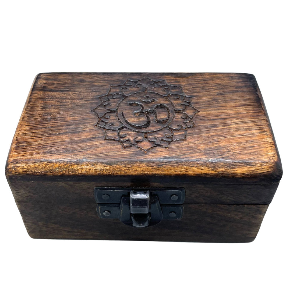 Wooden Pill Box 9x5x4cm - Carved Designs
