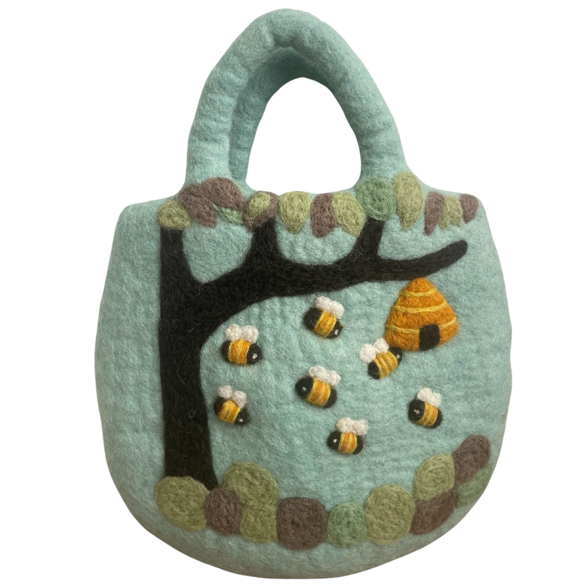 Tree and Beehive Felted Bag - 35x27cm