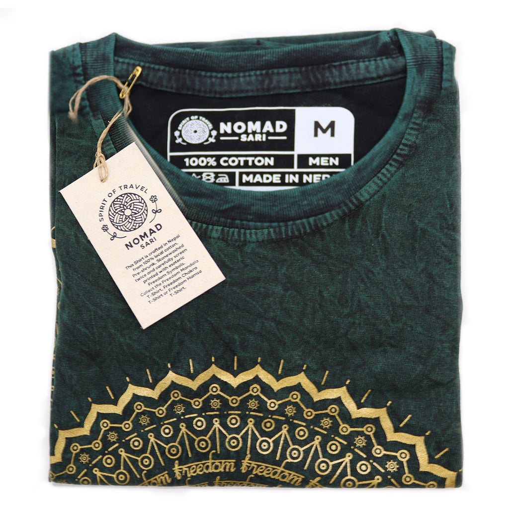 Medium Stone Washed Teashirt - Mandala - Green