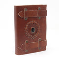 Leather Black Onyx with Belts Notebook 15x10 cm