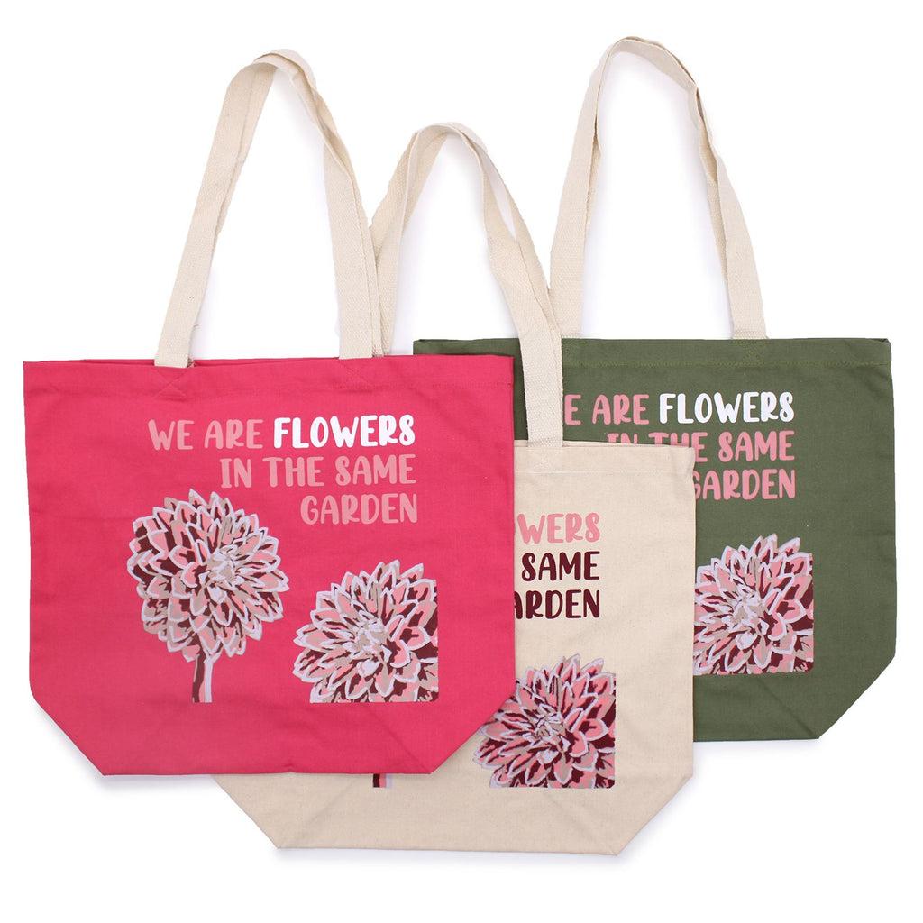 Printed Cotton Bag - We are Flowers - Olive
