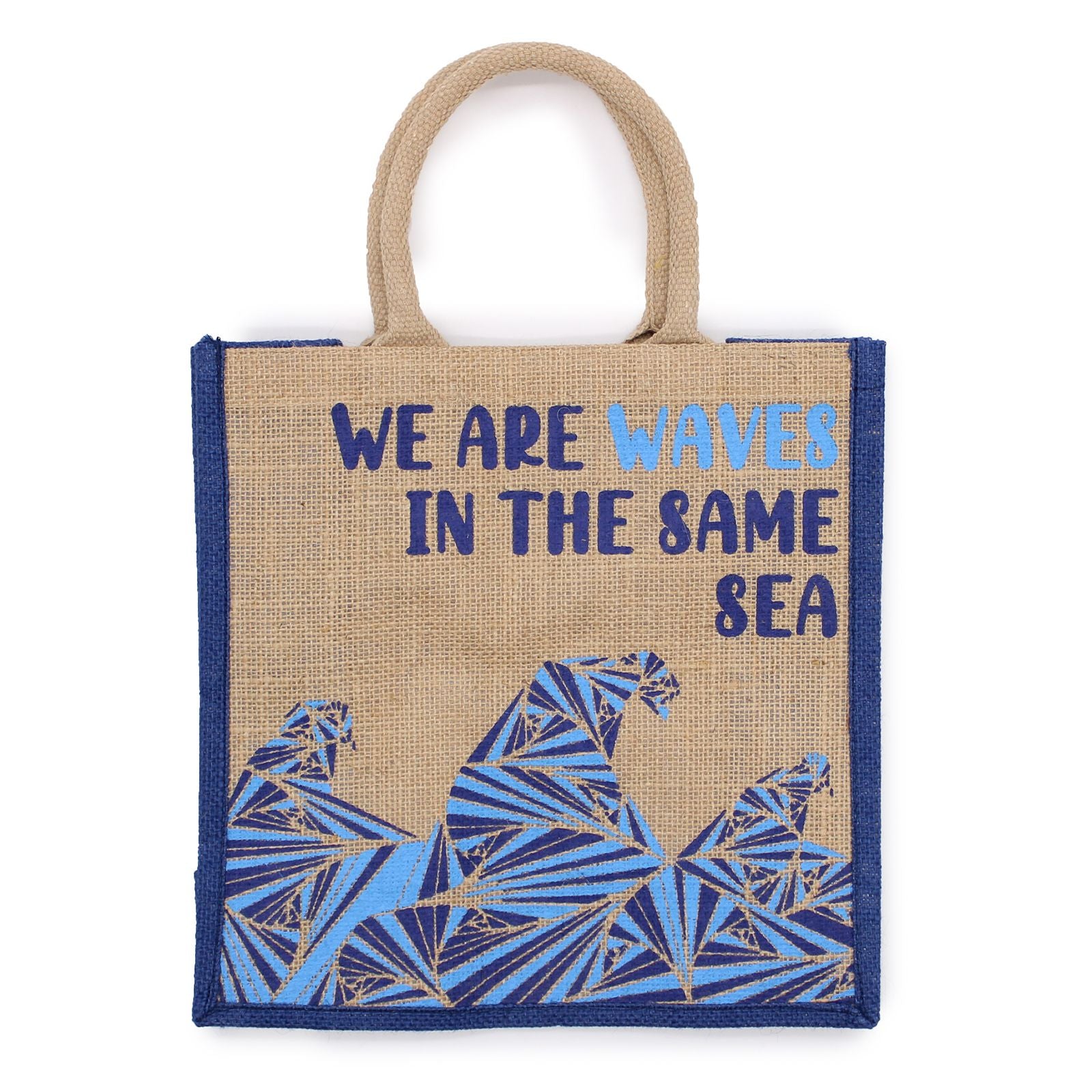 Printed Jute Bag - We are Waves - Natural