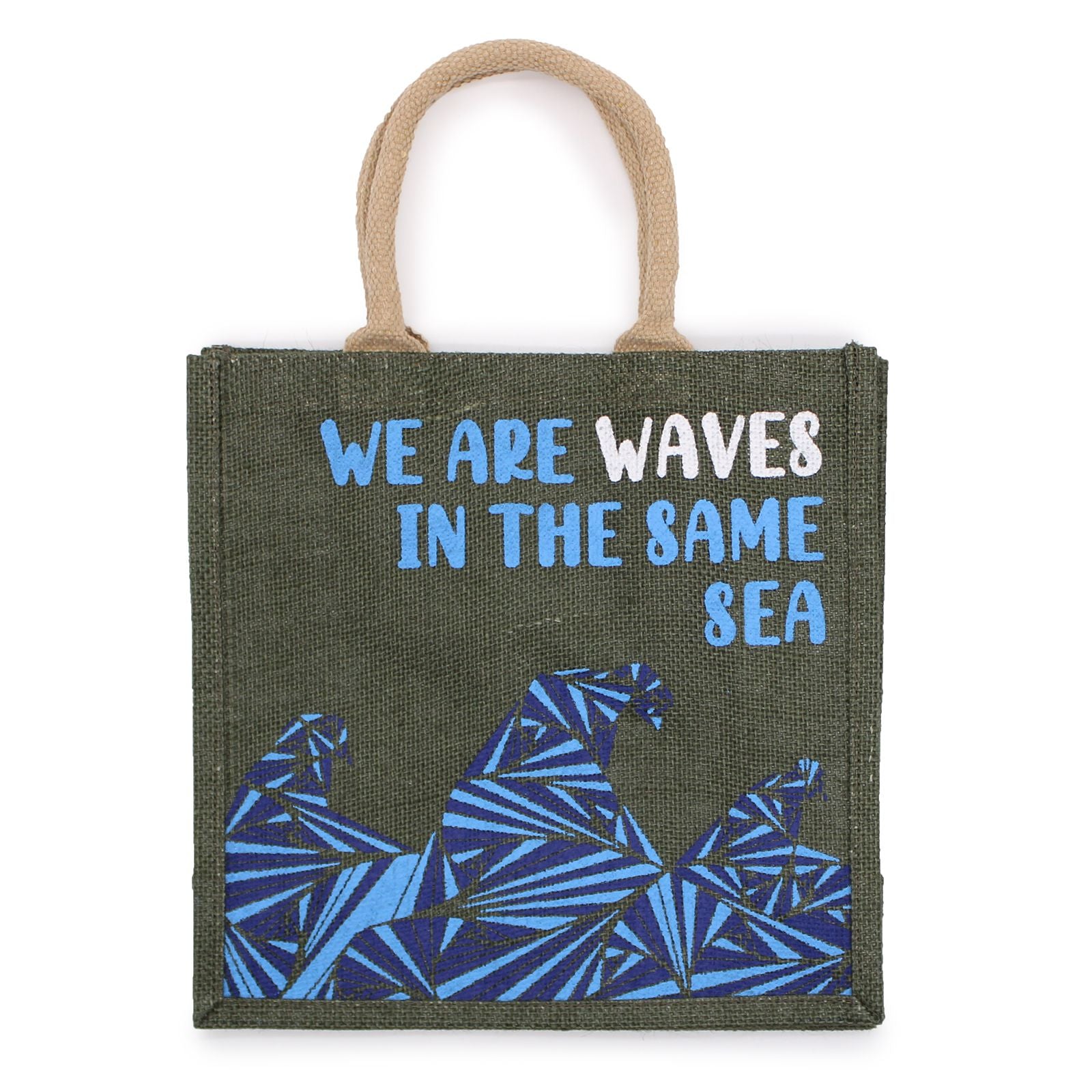 Printed Jute Bag - We are Waves - Grey