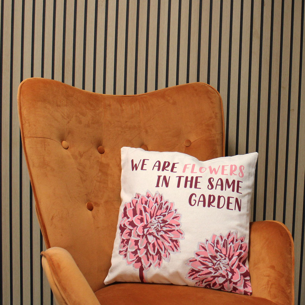 Printed Cotton Cushion Cover - We are Leaves - Blue